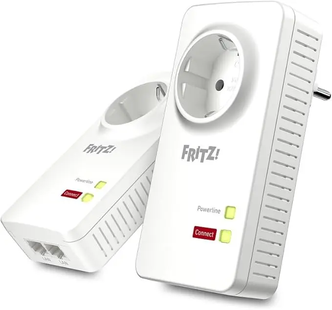 Powerline per reti senza cavi (AVM FRITZ!Powerline 1220 Kit di 2 Adattatori con Presa Passante (rete + rete))