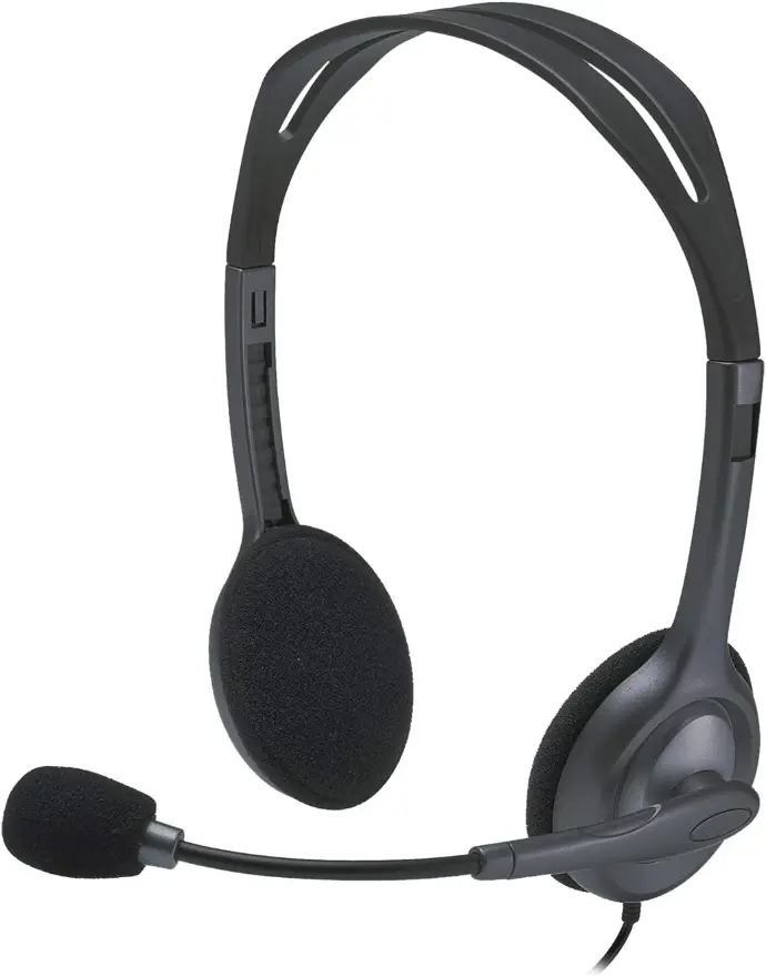 Cuffie per Computer e Smartphone (Logitech H111 per Computer, Stereo con Microfono, Cancellazione Rumore, ‎Jack Audio da 3.5 mm)
